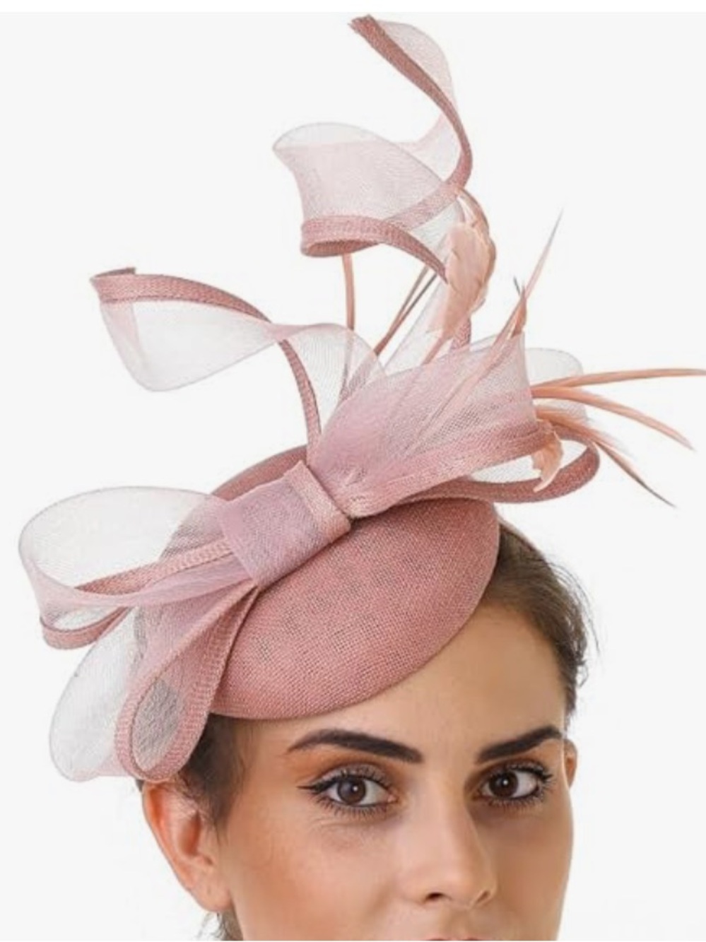 Women Dusty Rose church or fascinator hat